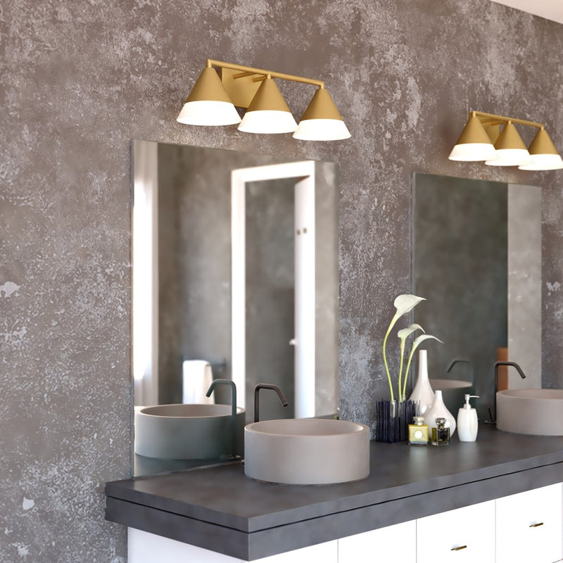 Vaxcel Winthrop 25.25" 3 Light Vanity, Harvest Gold/White