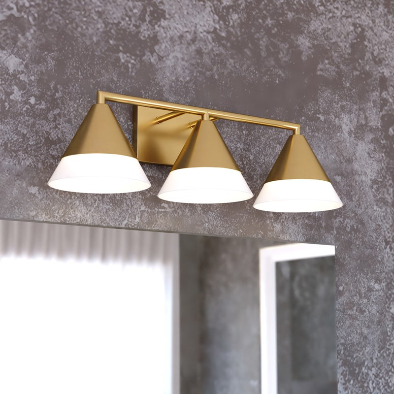 Vaxcel Winthrop 25.25" 3 Light Vanity, Harvest Gold/White
