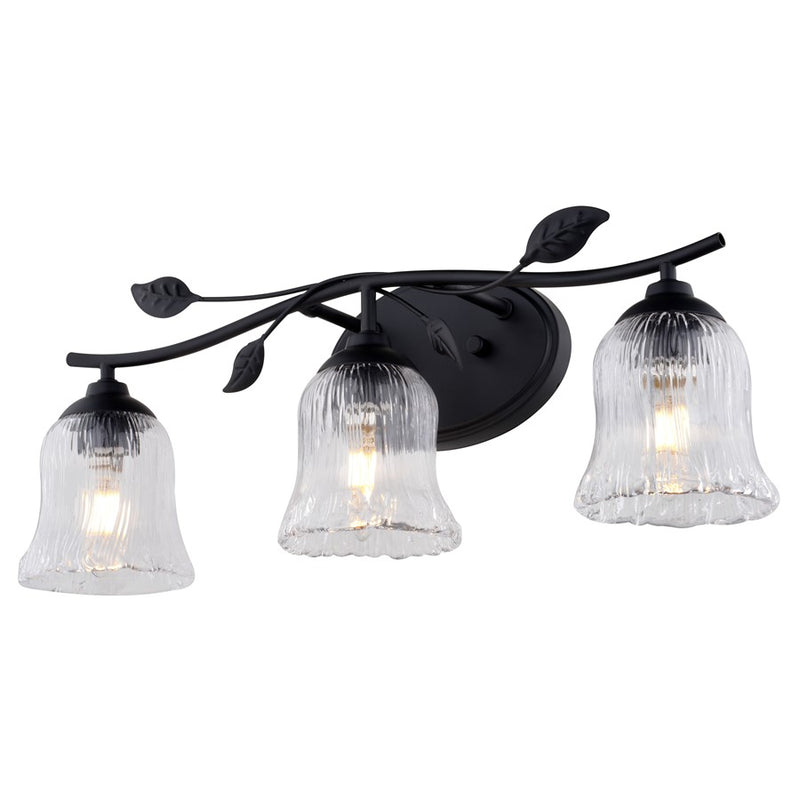 Vaxcel Fairwood 21"W 3 Light Vanity, Matte Black/Clear - W0511