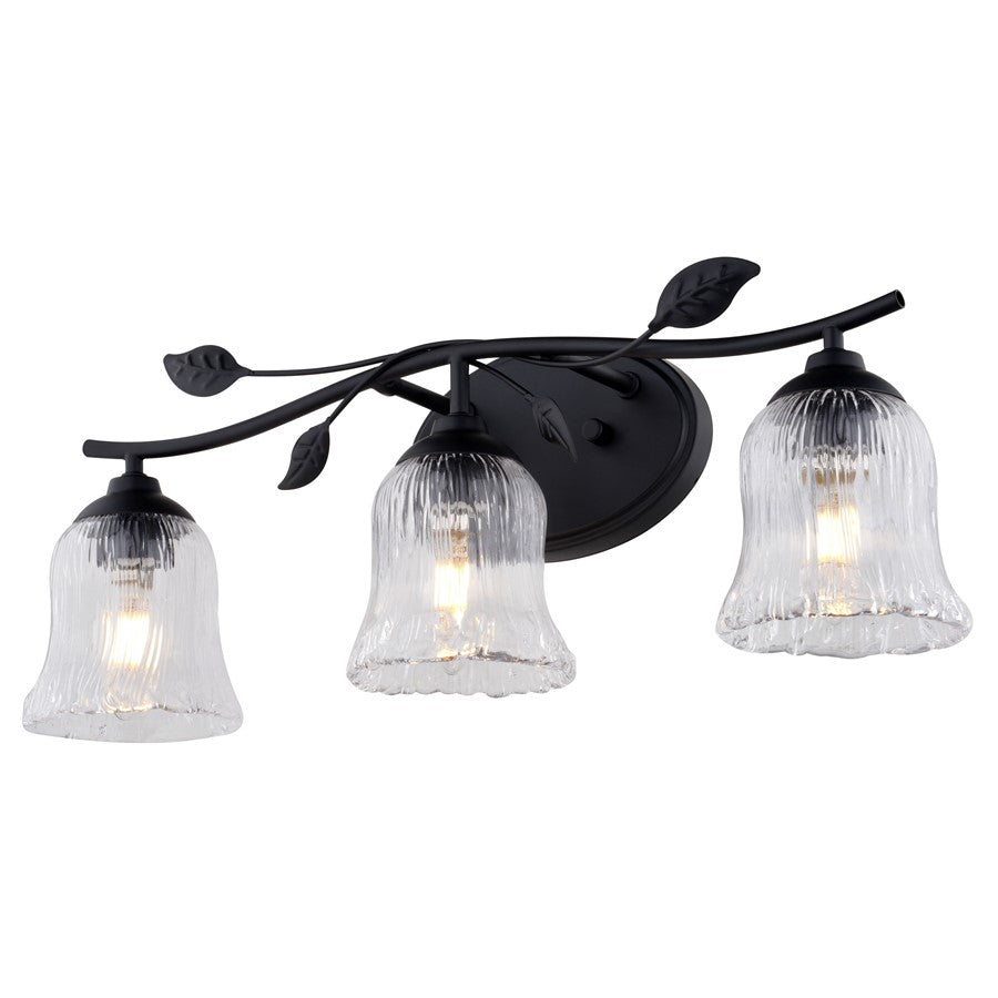 Vaxcel Fairwood 21"W 3 Light Vanity, Matte Black/Clear - W0511
