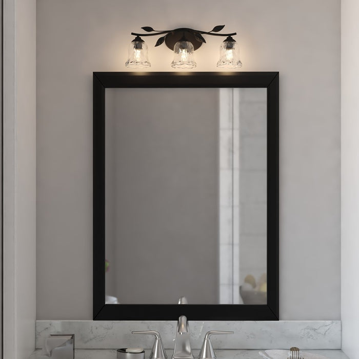 Vaxcel Fairwood 21"W 3 Light Vanity, Matte Black/Clear