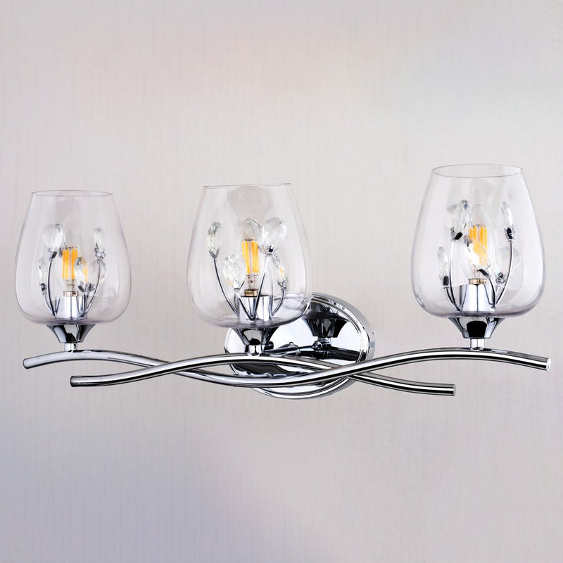 Vaxcel Wilmette 24"W 3 Light Vanity, Chrome/Clear