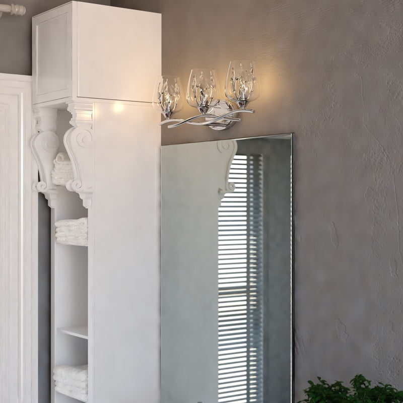Vaxcel Wilmette 24"W 3 Light Vanity, Chrome/Clear