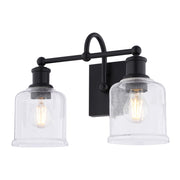 Vaxcel Northbrook 16"W 2 Light Vanity, Matte Black/Clear - W0513