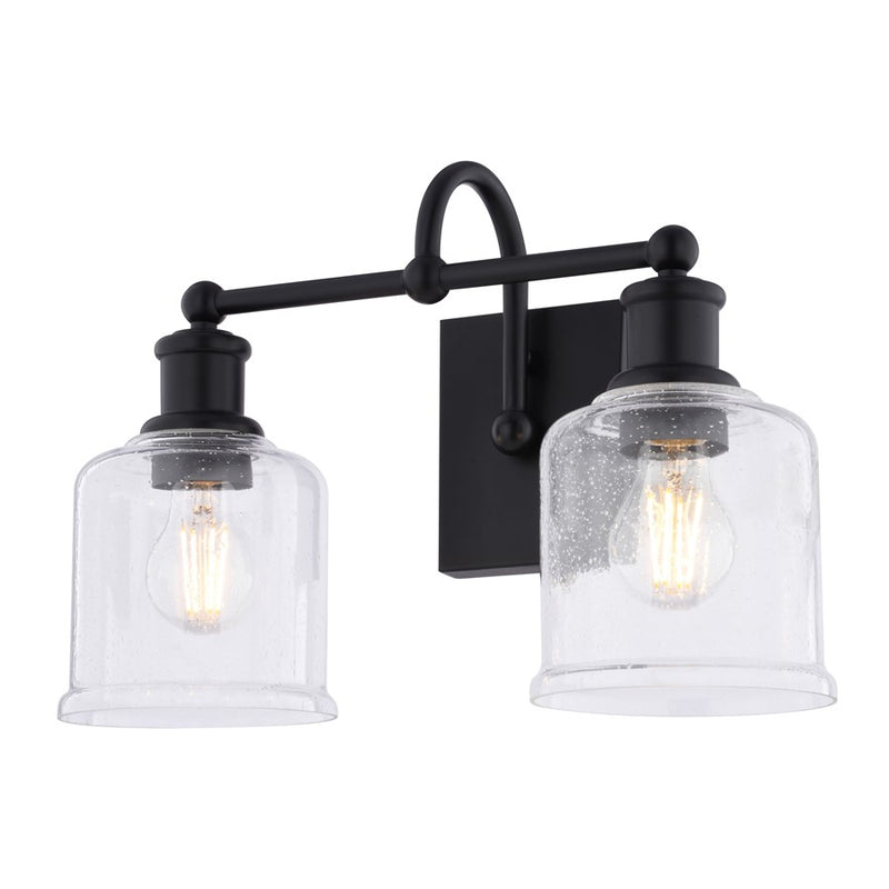 Vaxcel Northbrook 16"W 2 Light Vanity, Matte Black/Clear - W0513