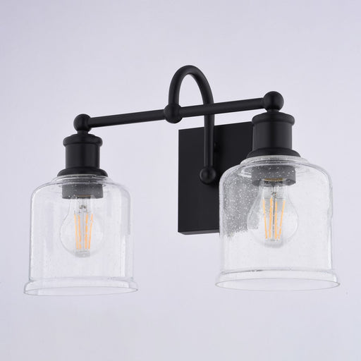 Vaxcel Northbrook 16"W 2 Light Vanity, Matte Black/Clear