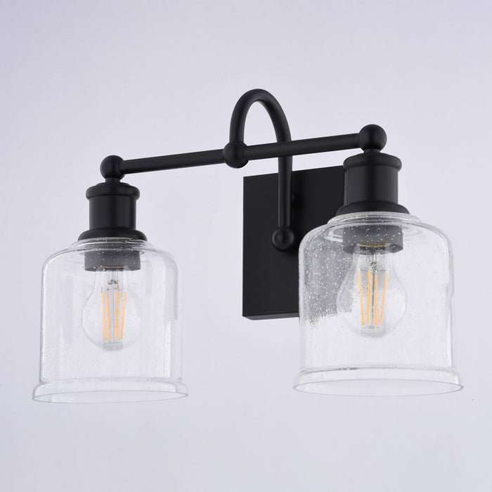 Vaxcel Northbrook 16"W 2 Light Vanity, Matte Black/Clear