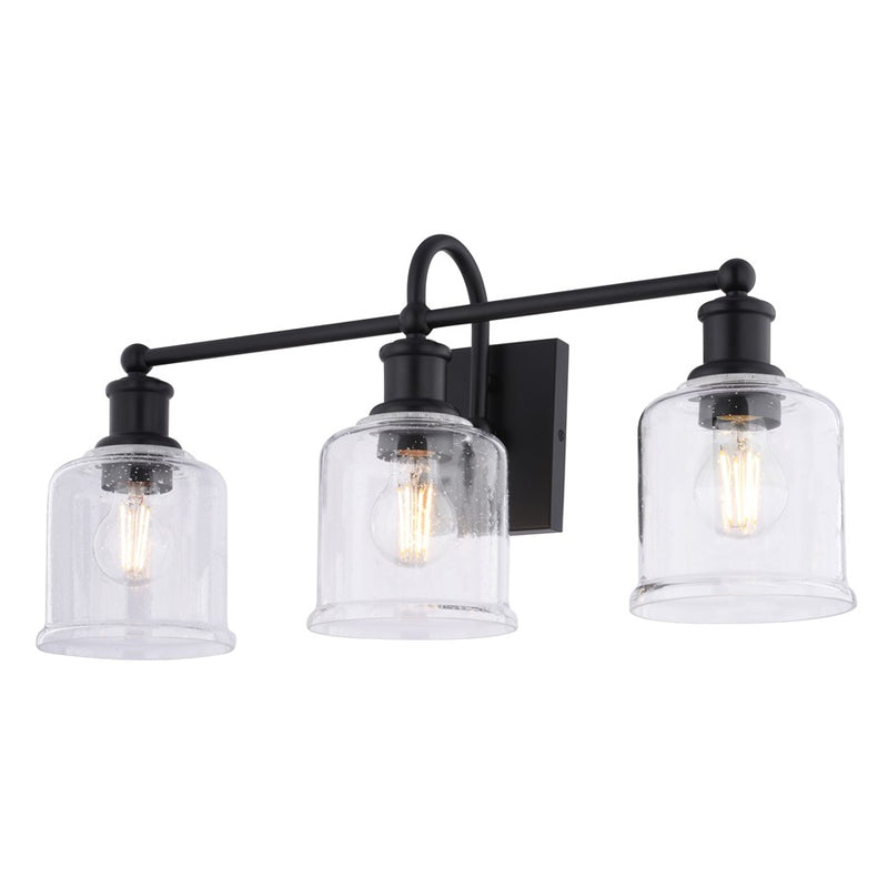 Vaxcel Northbrook 24"W 3 Light Vanity, Matte Black/Clear - W0515