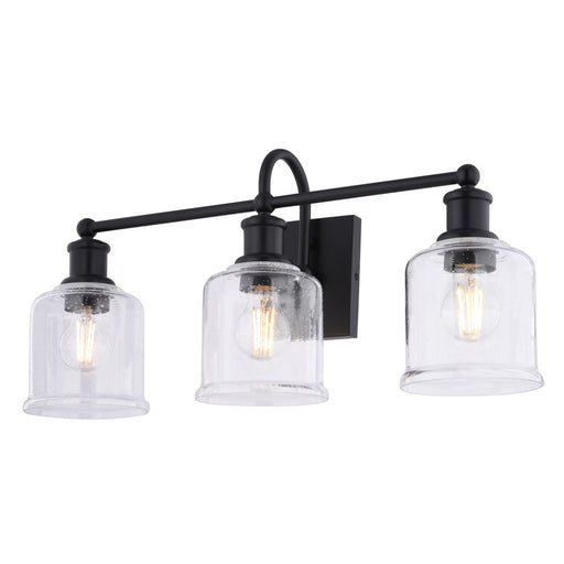 Vaxcel Northbrook 24"W 3 Light Vanity, Matte Black/Clear - W0515