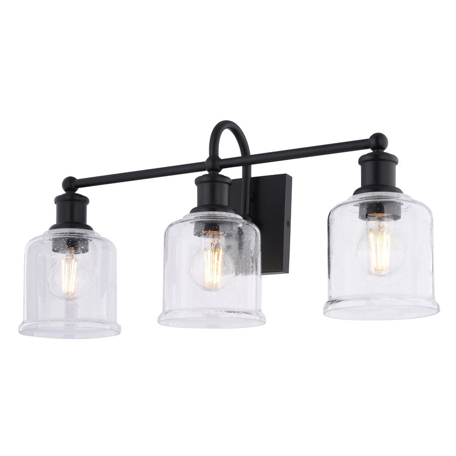 Vaxcel Northbrook 24"W 3 Light Vanity, Matte Black/Clear - W0515