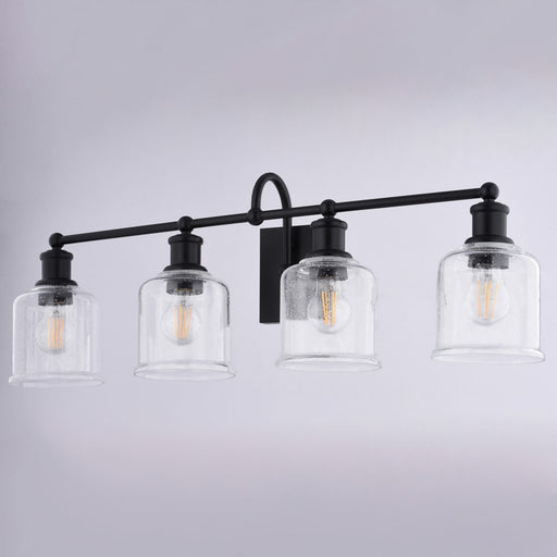 Vaxcel Northbrook 32"W 4 Light Vanity, Matte Black/Clear