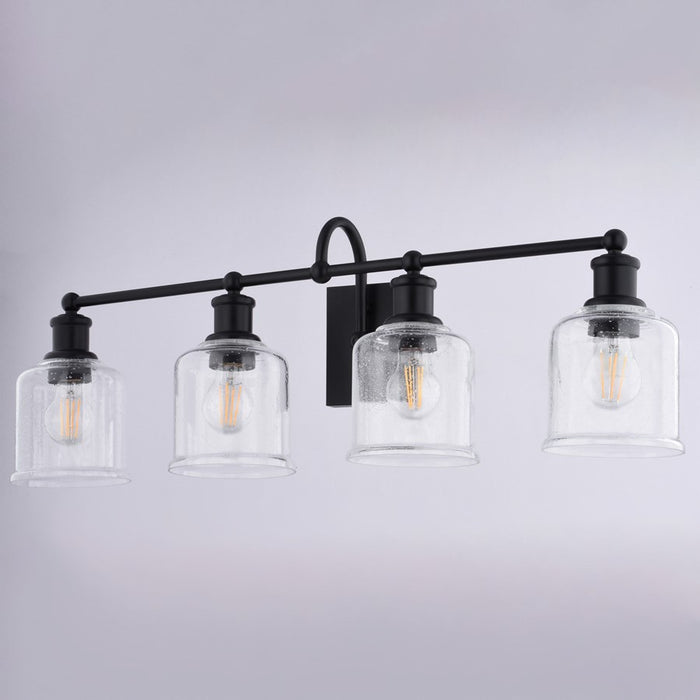 Vaxcel Northbrook 32"W 4 Light Vanity, Matte Black/Clear