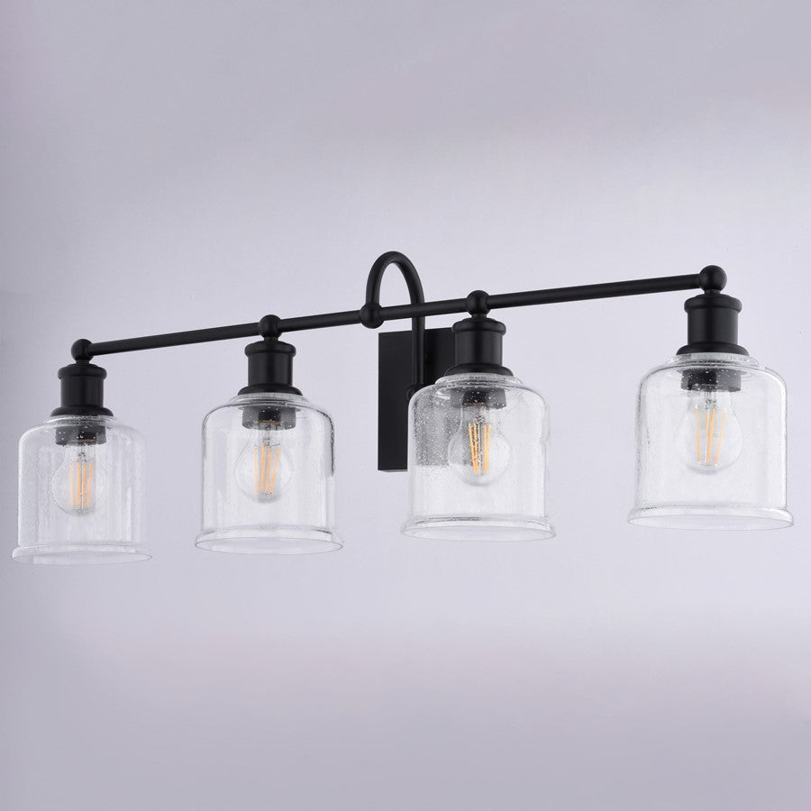 Vaxcel Northbrook 32"W 4 Light Vanity, Matte Black/Clear