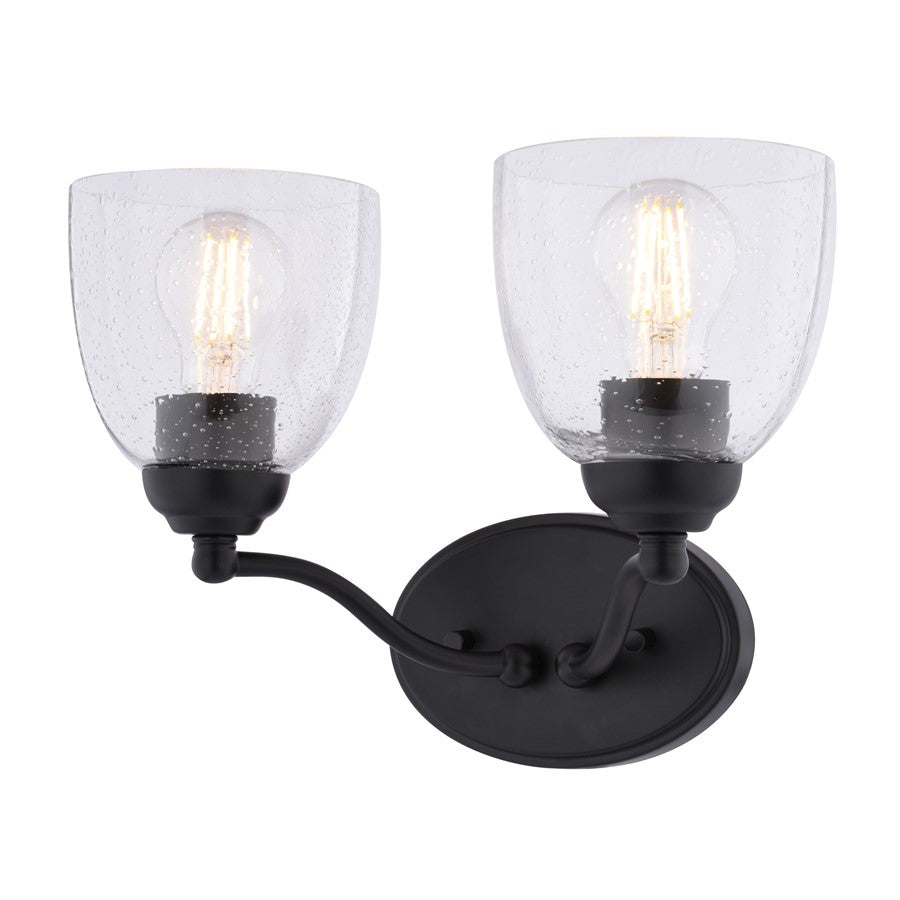 Vaxcel Bellwood 13.5"W 2 Light Vanity, Matte Black/Clear - W0517