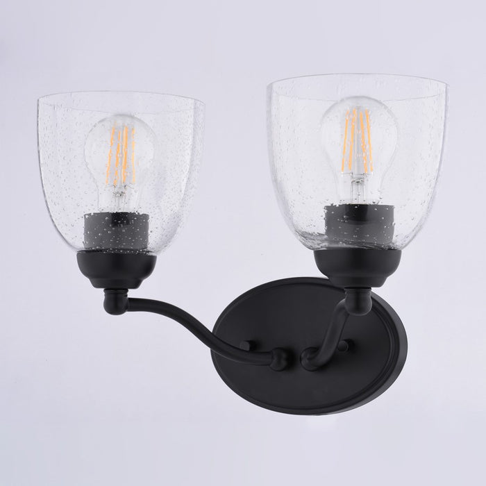 Vaxcel Bellwood 13.5"W 2 Light Vanity, Matte Black/Clear