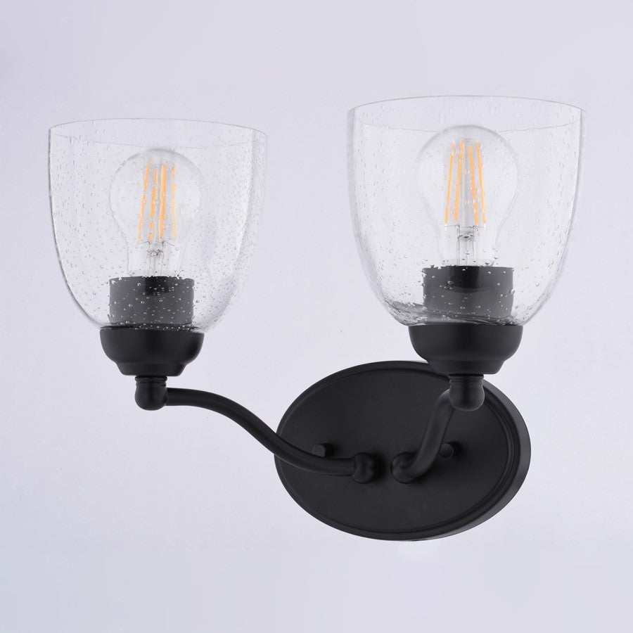 Vaxcel Bellwood 13.5"W 2 Light Vanity, Matte Black/Clear