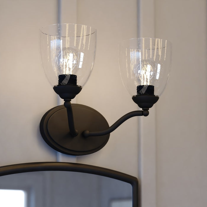 Vaxcel Bellwood 13.5"W 2 Light Vanity, Matte Black/Clear