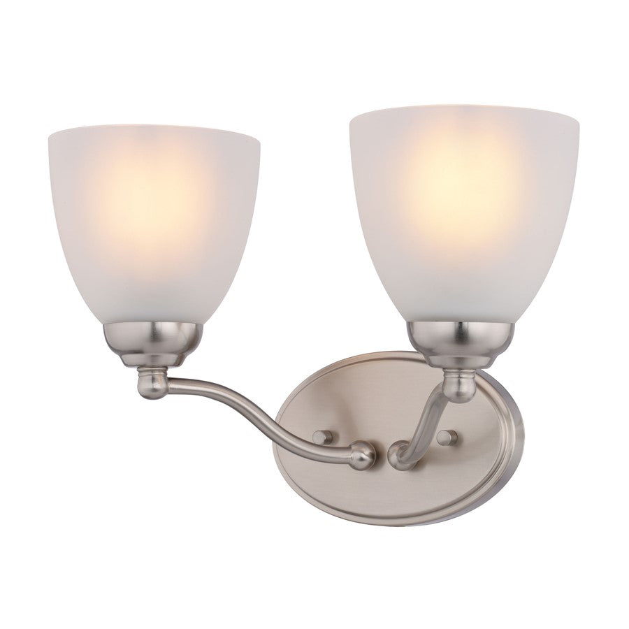 Vaxcel Bellwood 13.5"W 2 Light Vanity, Satin Nickel/White - W0518