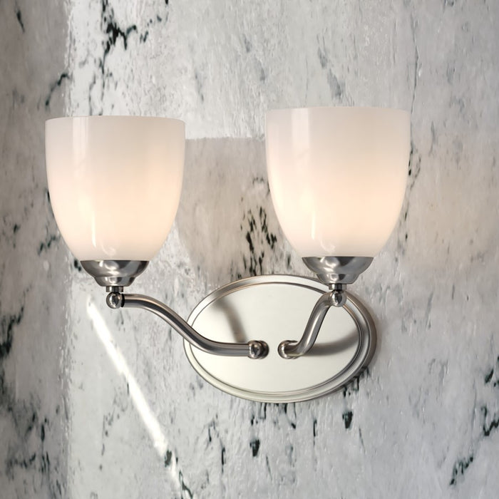 Vaxcel Bellwood 13.5"W 2 Light Vanity, Satin Nickel/White