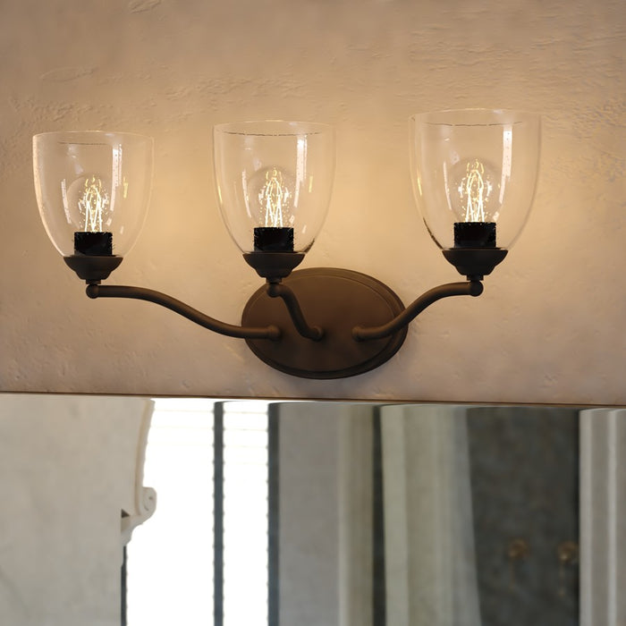 Vaxcel Bellwood 21.5"W 3 Light Vanity, Matte Black/Clear