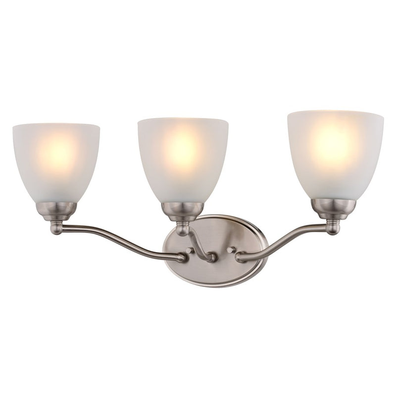 Vaxcel Bellwood 21.5"W 3 Light Vanity, Satin Nickel/White - W0520