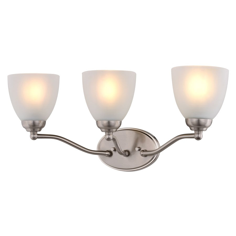 Vaxcel Bellwood 21.5"W 3 Light Vanity, Satin Nickel/White - W0520