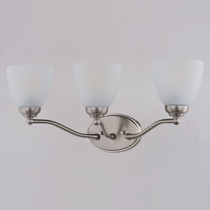 Vaxcel Bellwood 21.5"W 3 Light Vanity, Satin Nickel/White