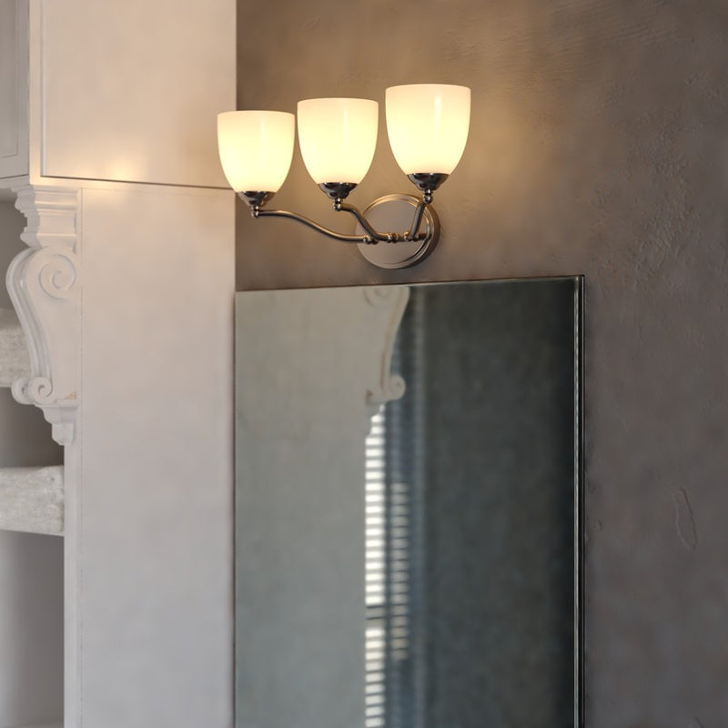 Vaxcel Bellwood 21.5"W 3 Light Vanity, Satin Nickel/White