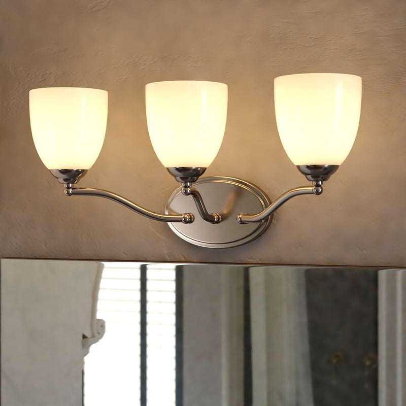 Vaxcel Bellwood 21.5"W 3 Light Vanity, Satin Nickel/White