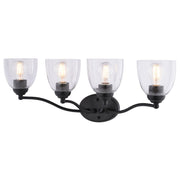 Vaxcel Bellwood 28"W 4 Light Vanity, Matte Black/Clear - W0521