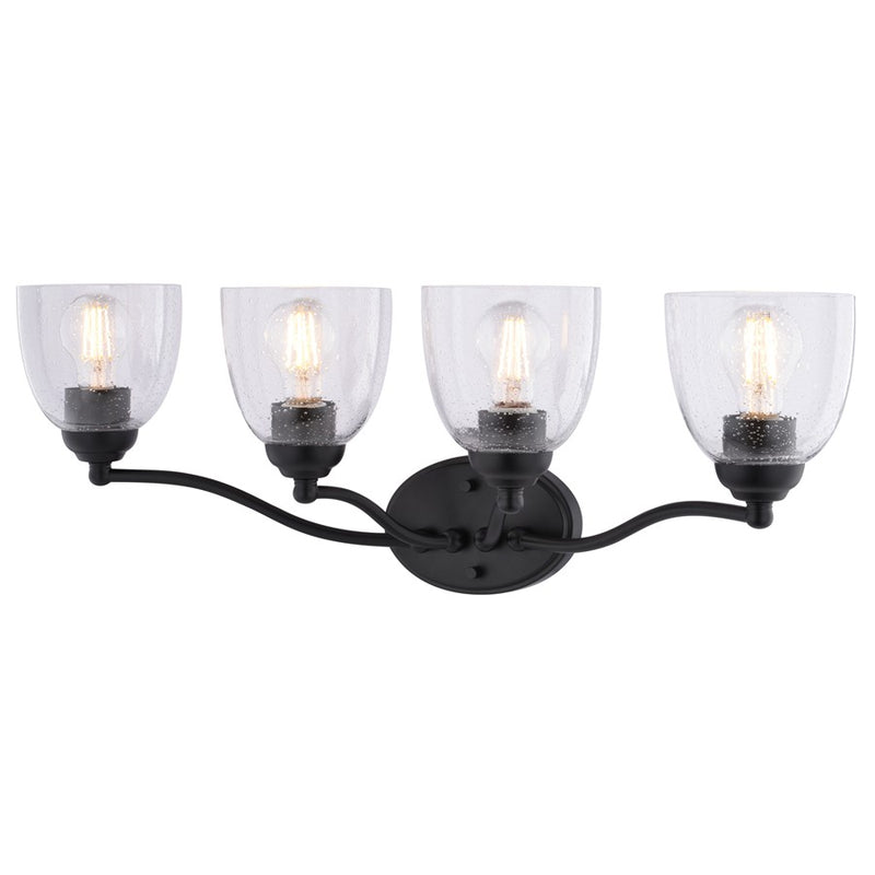 Vaxcel Bellwood 28"W 4 Light Vanity, Matte Black/Clear - W0521