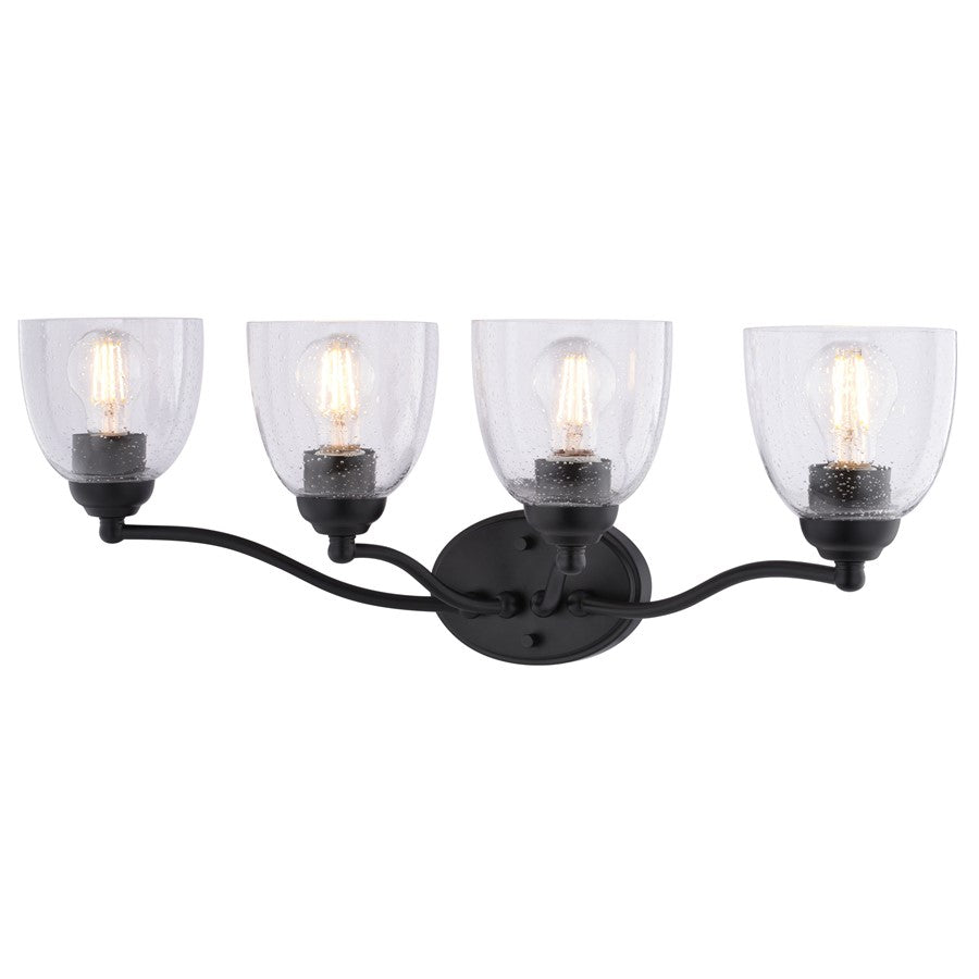 Vaxcel Bellwood 28"W 4 Light Vanity, Matte Black/Clear - W0521