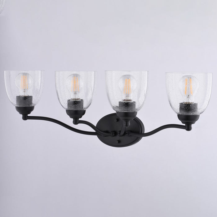 Vaxcel Bellwood 28"W 4 Light Vanity, Matte Black/Clear