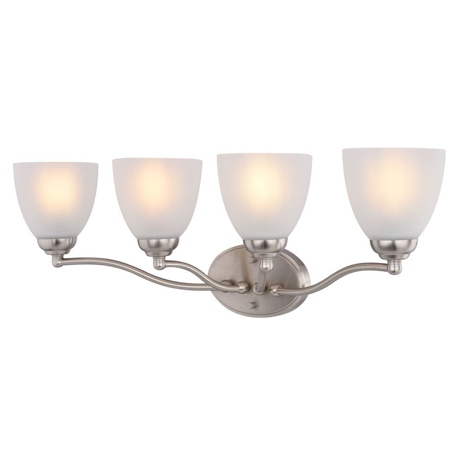 Vaxcel Bellwood 28"W 4 Light Vanity, Satin Nickel/White - W0522