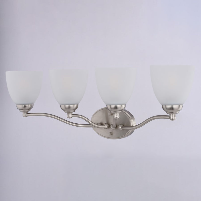 Vaxcel Bellwood 28"W 4 Light Vanity, Satin Nickel/White