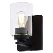 Vaxcel Park Ridge 5.25"W 1 Light Vanity, Matte Black/Clear - W0523