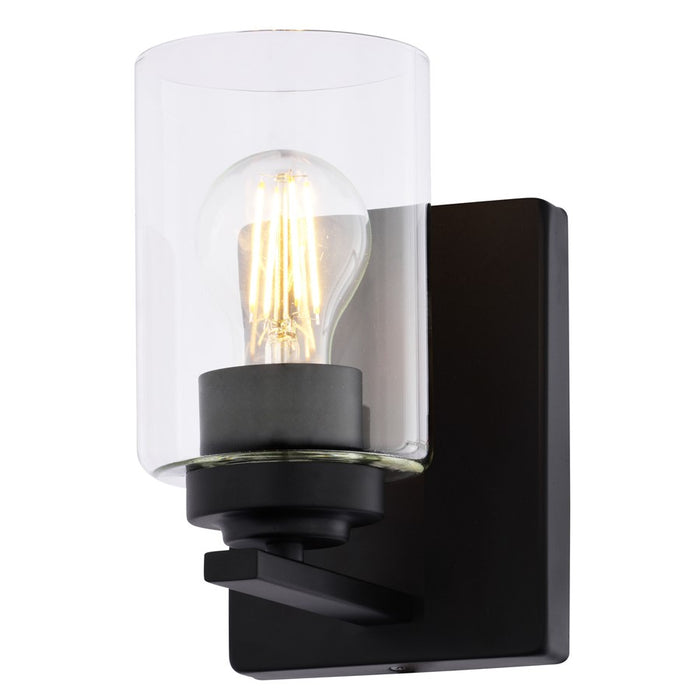 Vaxcel Park Ridge 5.25"W 1 Light Vanity, Matte Black/Clear - W0523