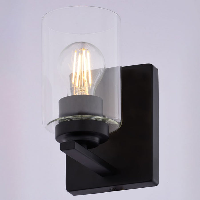 Vaxcel Park Ridge 5.25"W 1 Light Vanity, Matte Black/Clear