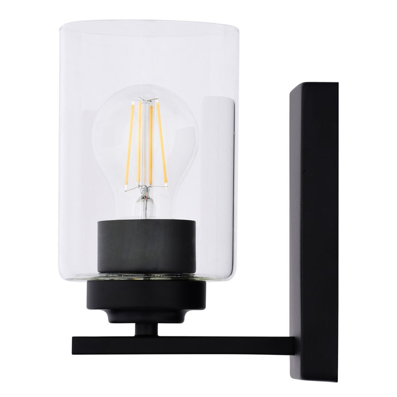 Vaxcel Park Ridge 5.25"W 1 Light Vanity, Matte Black/Clear