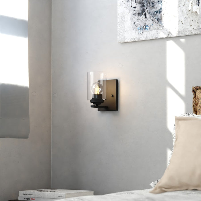 Vaxcel Park Ridge 5.25"W 1 Light Vanity, Matte Black/Clear