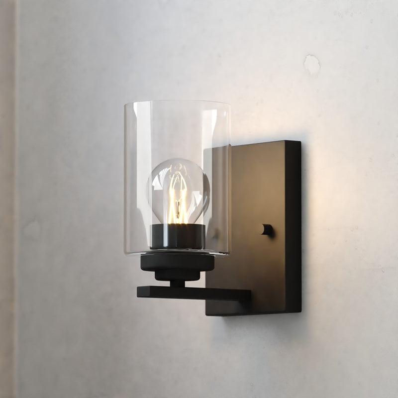 Vaxcel Park Ridge 5.25"W 1 Light Vanity, Matte Black/Clear