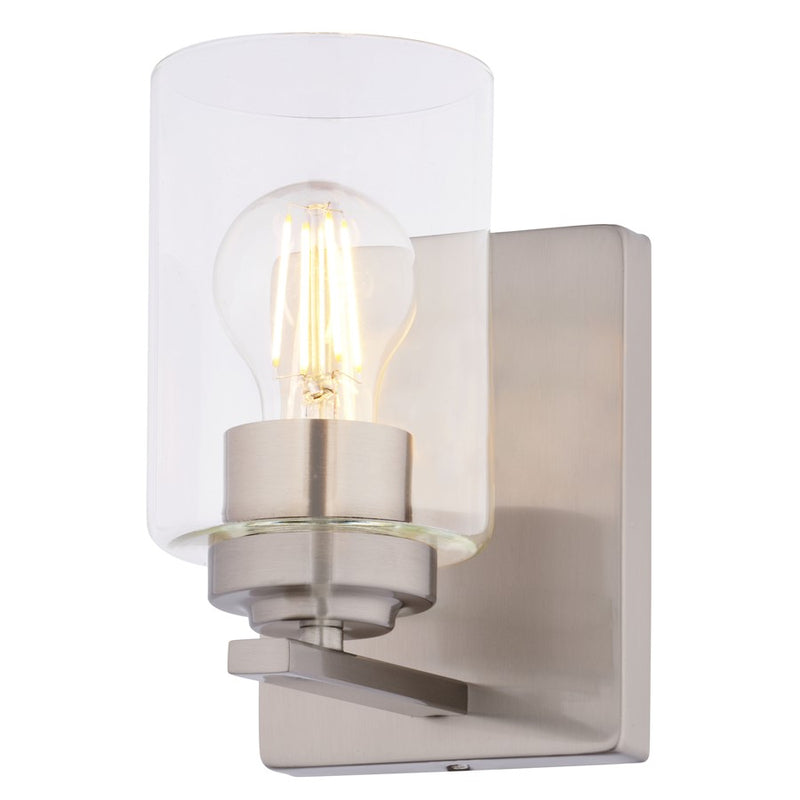 Vaxcel Park Ridge 5.25"W 1 Light Vanity, Satin Nickel/Clear - W0524