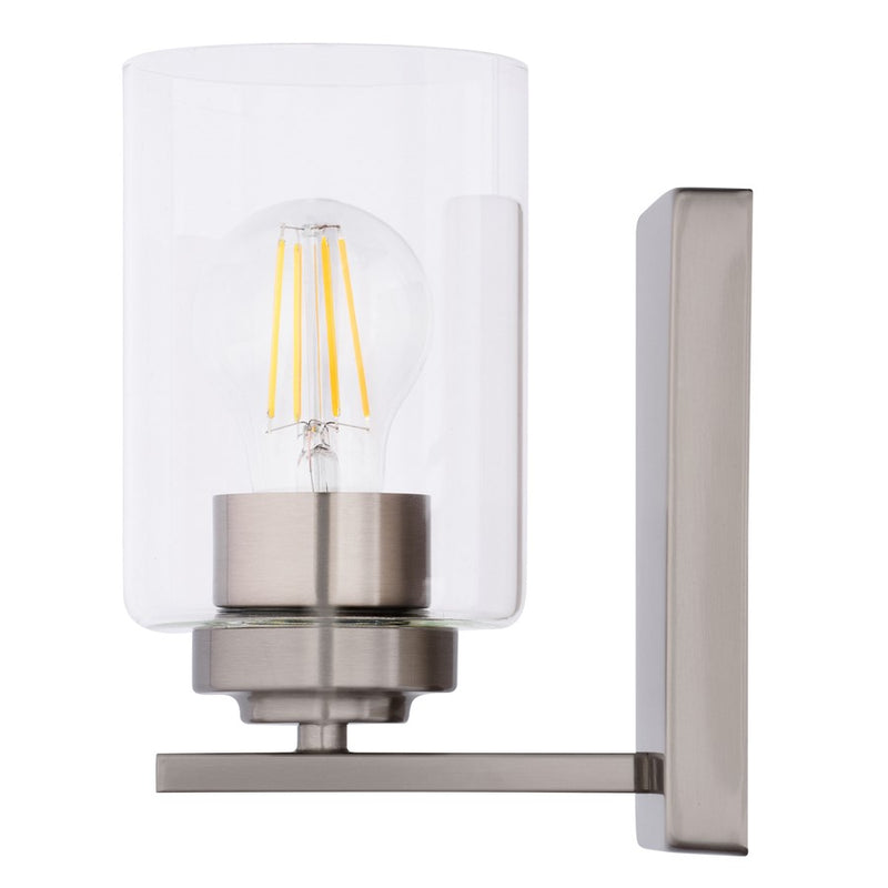 Vaxcel Park Ridge 5.25"W 1 Light Vanity, Satin Nickel/Clear