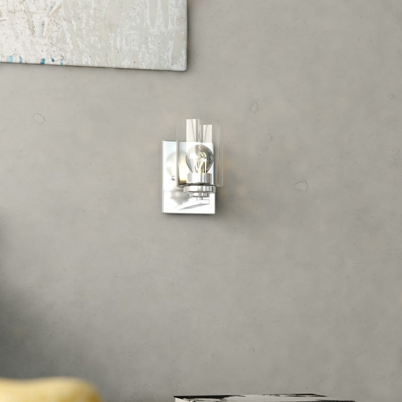 Vaxcel Park Ridge 5.25"W 1 Light Vanity, Satin Nickel/Clear