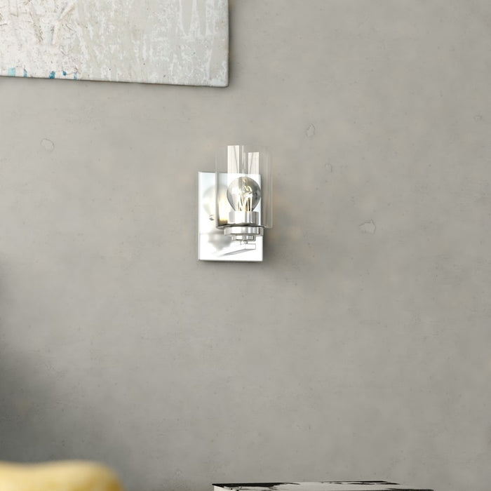 Vaxcel Park Ridge 5.25"W 1 Light Vanity, Satin Nickel/Clear