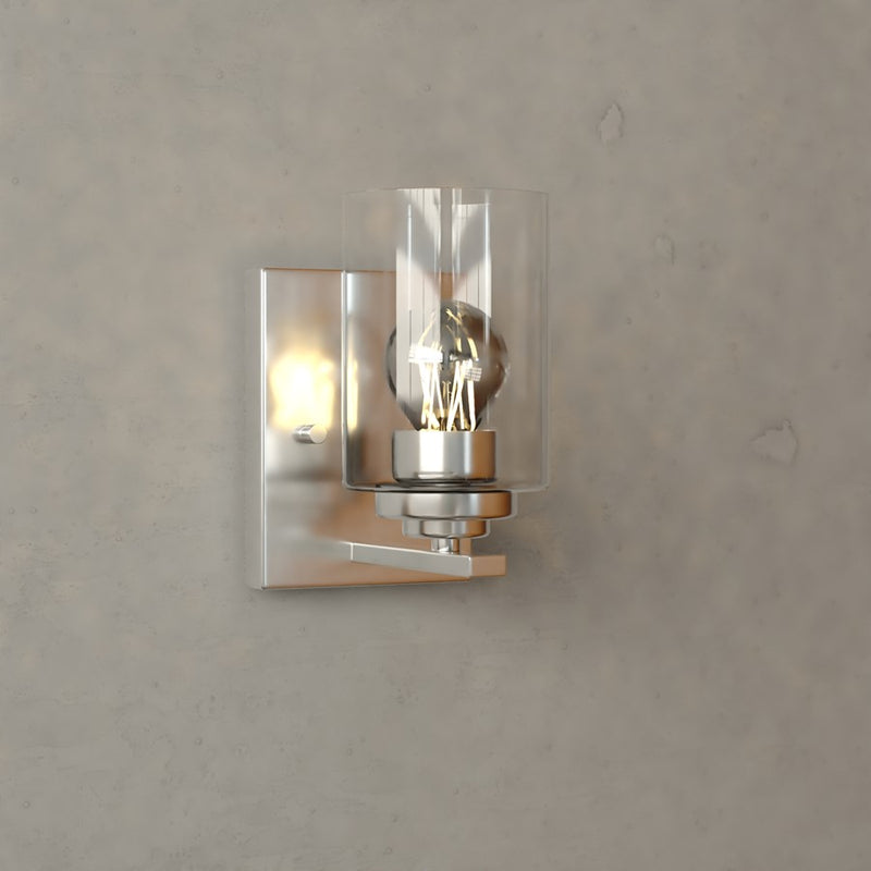 Vaxcel Park Ridge 5.25"W 1 Light Vanity, Satin Nickel/Clear
