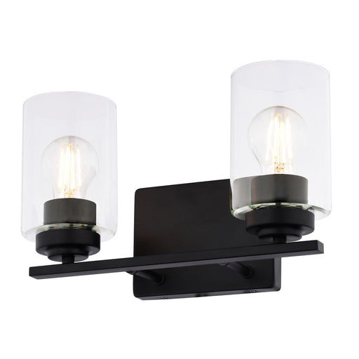 Vaxcel Park Ridge 13"W 2 Light Vanity, Matte Black/Clear - W0525