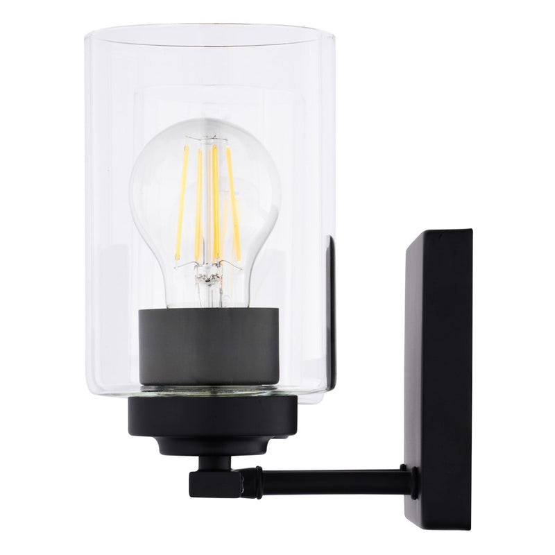 Vaxcel Park Ridge 13"W 2 Light Vanity, Matte Black/Clear