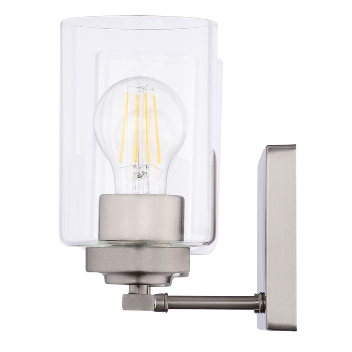 Vaxcel Park Ridge 13"W 2 Light Vanity, Satin Nickel/Clear