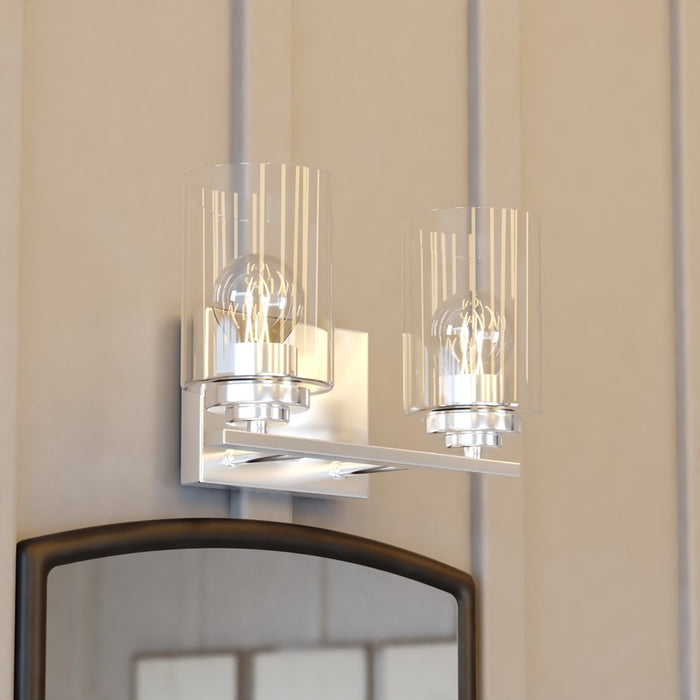 Vaxcel Park Ridge 13"W 2 Light Vanity, Satin Nickel/Clear